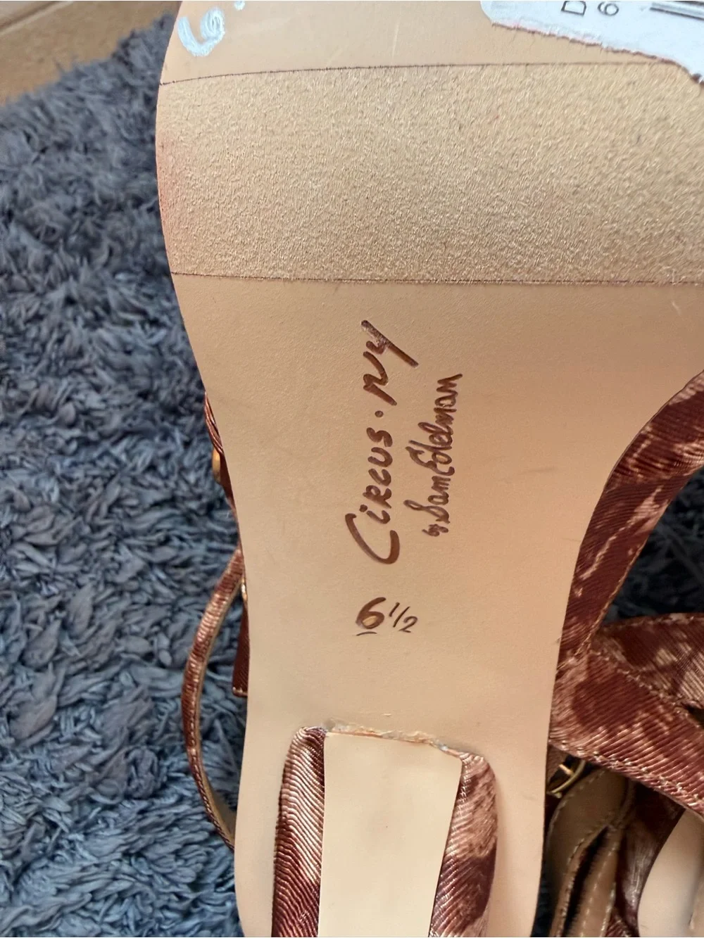 Circus by Sam Edelman Brown Floral Satin Bow Slingback Heels